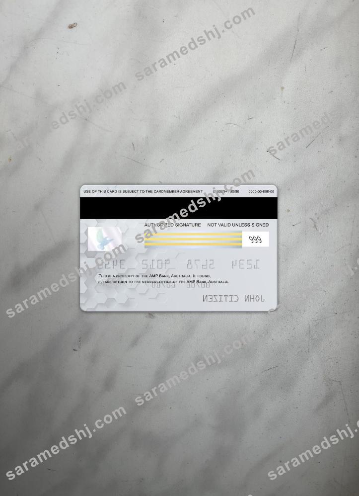 Australia AMP Bank visa card photolook back